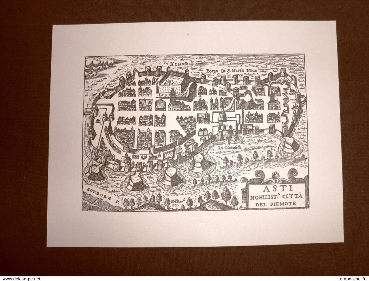 Antica veduta di Asti Incisione del '600 Ristampa | Immagine principale