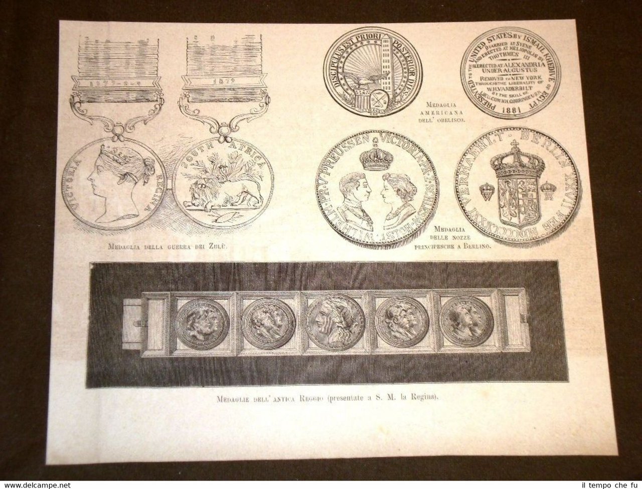 Antiche medaglie del 1881 Guerra Zulù Obelisco Nozze di Berlino …