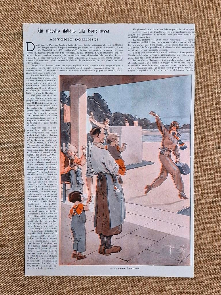 Antonio Dominici chitarrista palermitano maestro corte Russia 1900 Stampa 1933