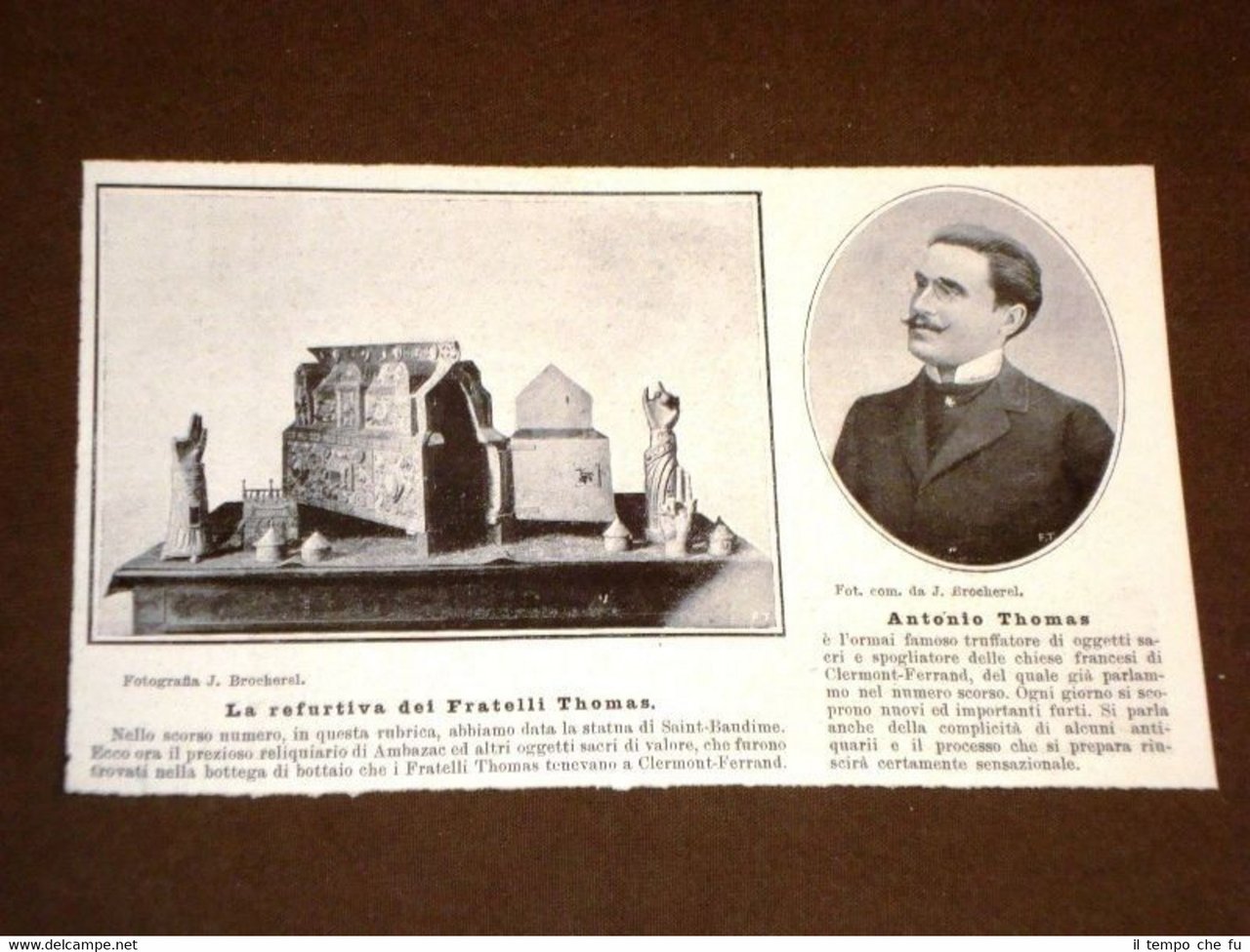 Antonio Thomas nel 1907 Truffatore d'oggetti sacri Refurtiva