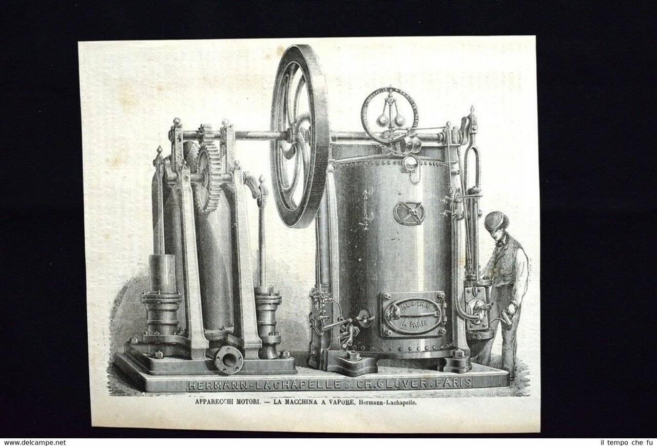 Apparecchi motori - Macchina a vapore di Hermann-Lachapelle Incisione del … | Immagine principale