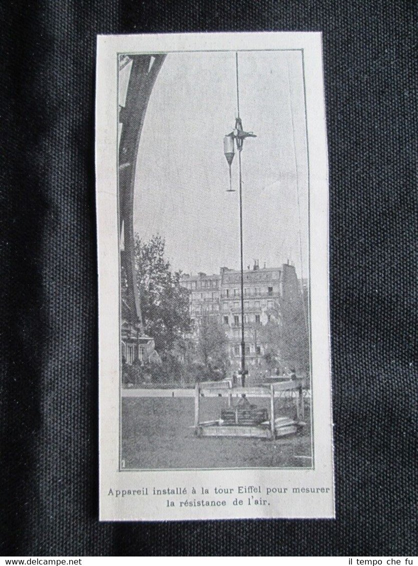 Apparecchio installato alla Torre Eiffel, resistenza dell'aria Stampa del 1903