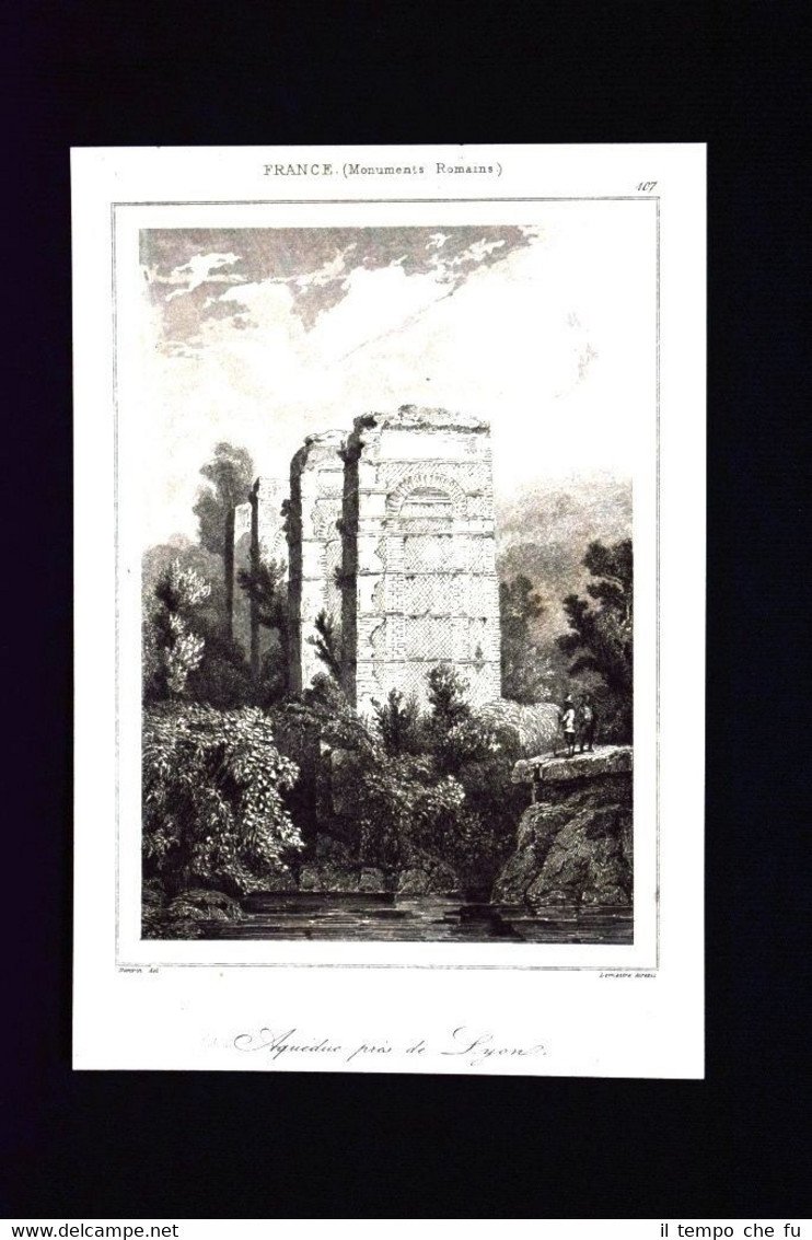 Aqueduc pres de Lyon, France Incisione del 1850 L'Univers pittoresque