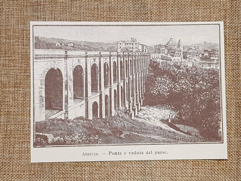 Ariccia nell'800 Ponte e veduta del paese Roma Lazio | Immagine principale