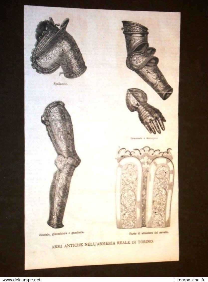 Armeria Reale di Torino nel 1869 Armi Spallaccio Bracciale Cosciale …
