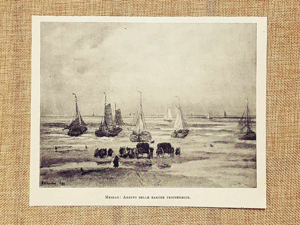 Arrivo delle barche pescherecce - Mesdag Stampa del 1899