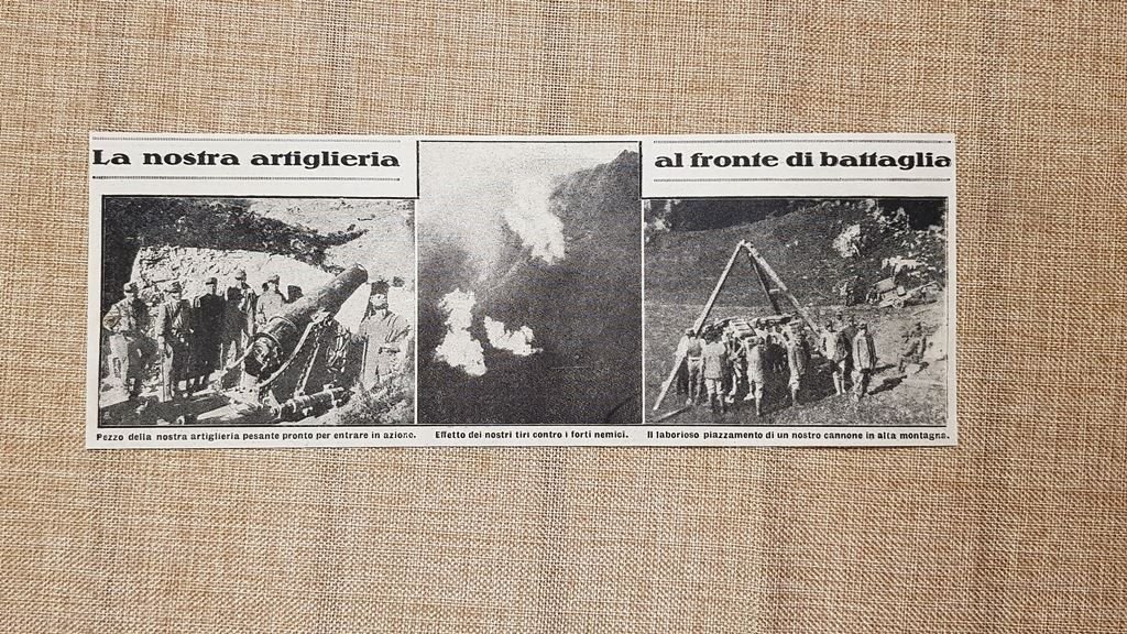 Artiglieria pesante italiana 1915 Fronte piazzamento cannoni montagna WW1 Guerra