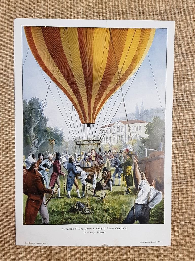 Ascensione di Gay Lussac Parigi 9 settembre 1804 Disegno dell'epoca …