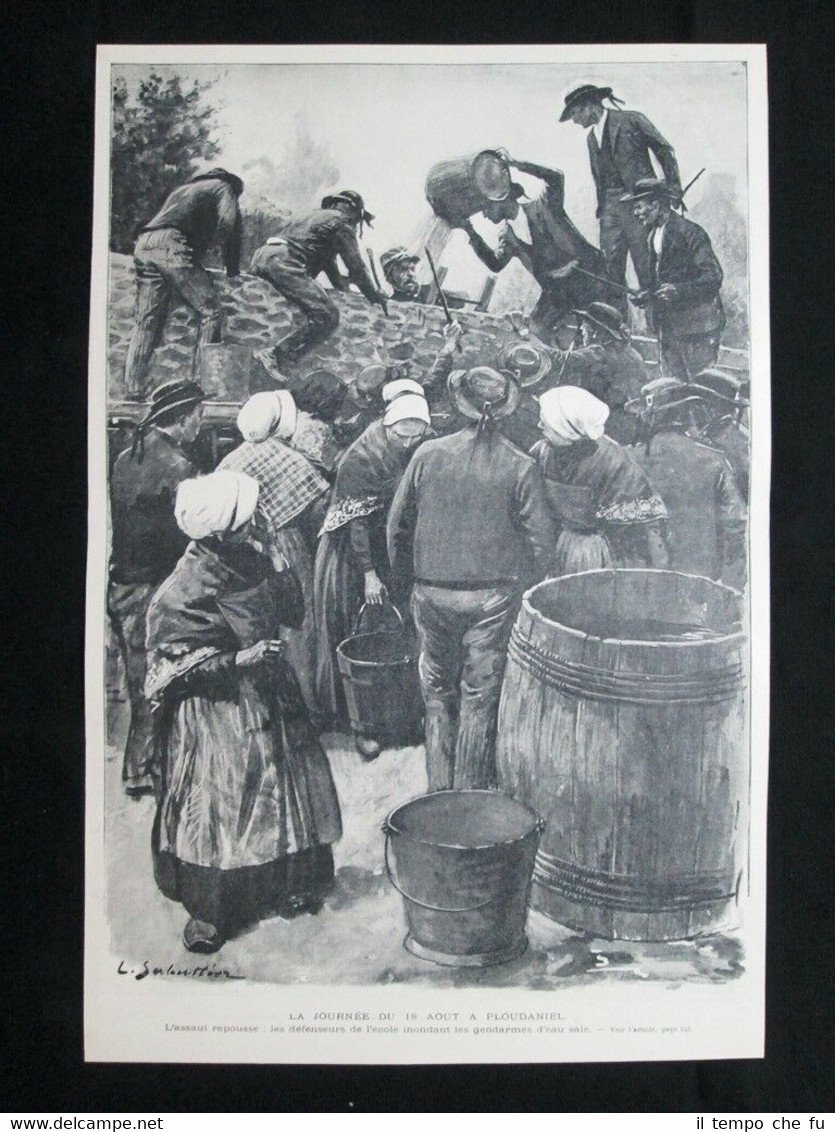 Assalto dei gendarmi respinto dai difensori scuola, Ploudaniel Stampa del …