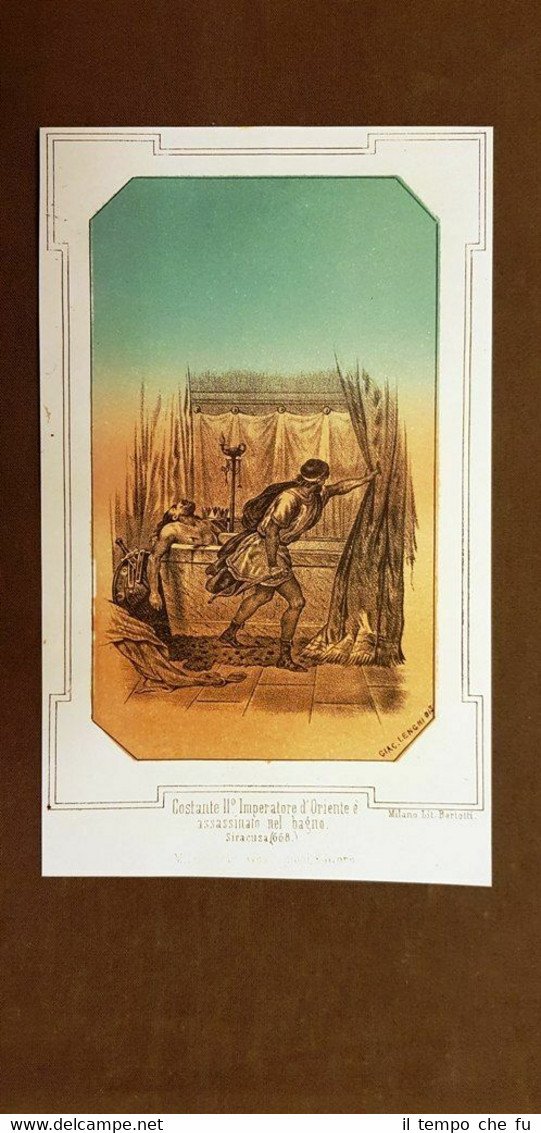Assassinio dell'Imperatore d'Oriente Costante Pogonato 668 Litografia del 1878 | Immagine principale
