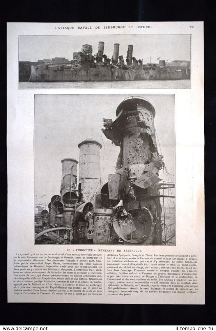 Attaque navale de Zeebrugge Vindictive Daffodil Iris WW1 Guerra 1914 …