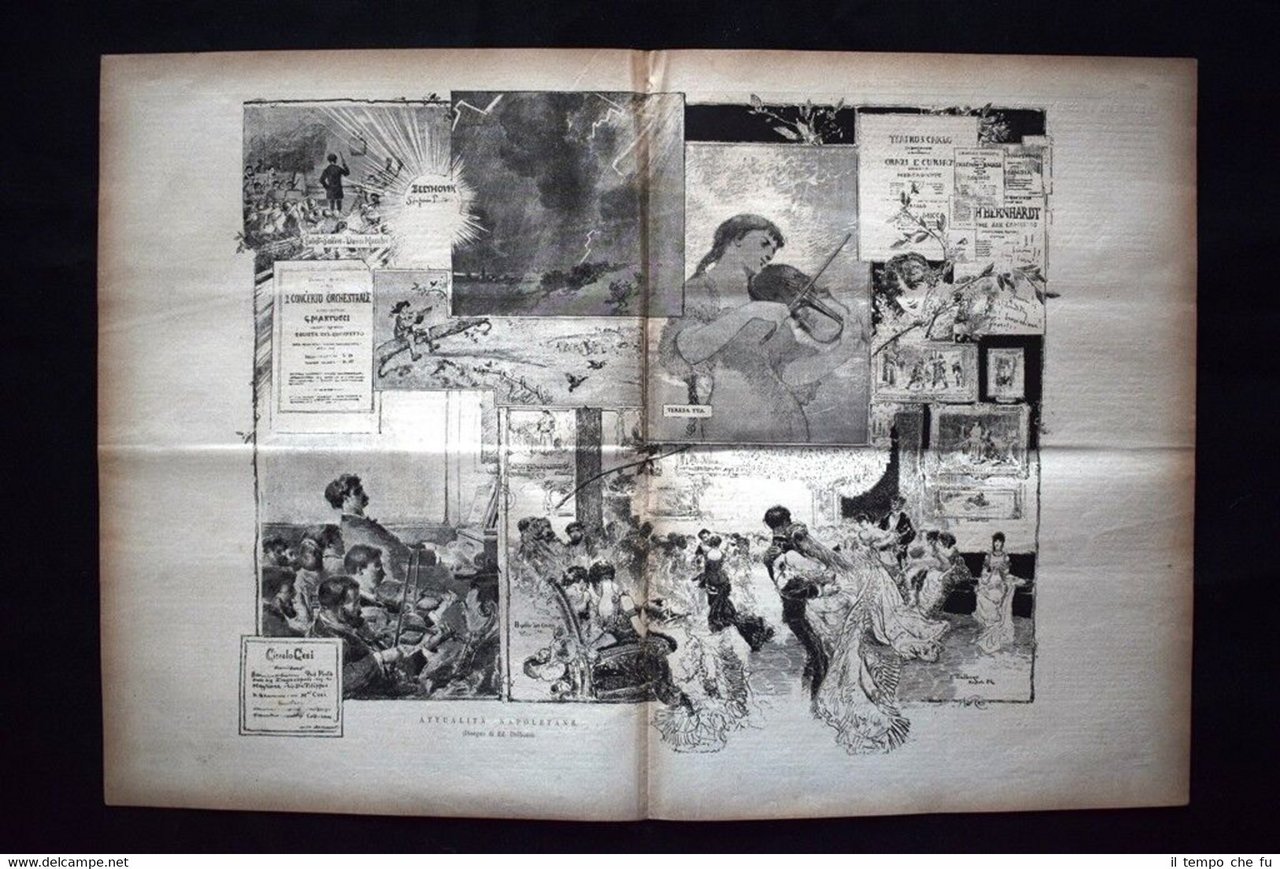 Attualità Napoletane:2° Concerto Orchestrale-Teatro San Carlo Incisione del 1882 | Immagine principale