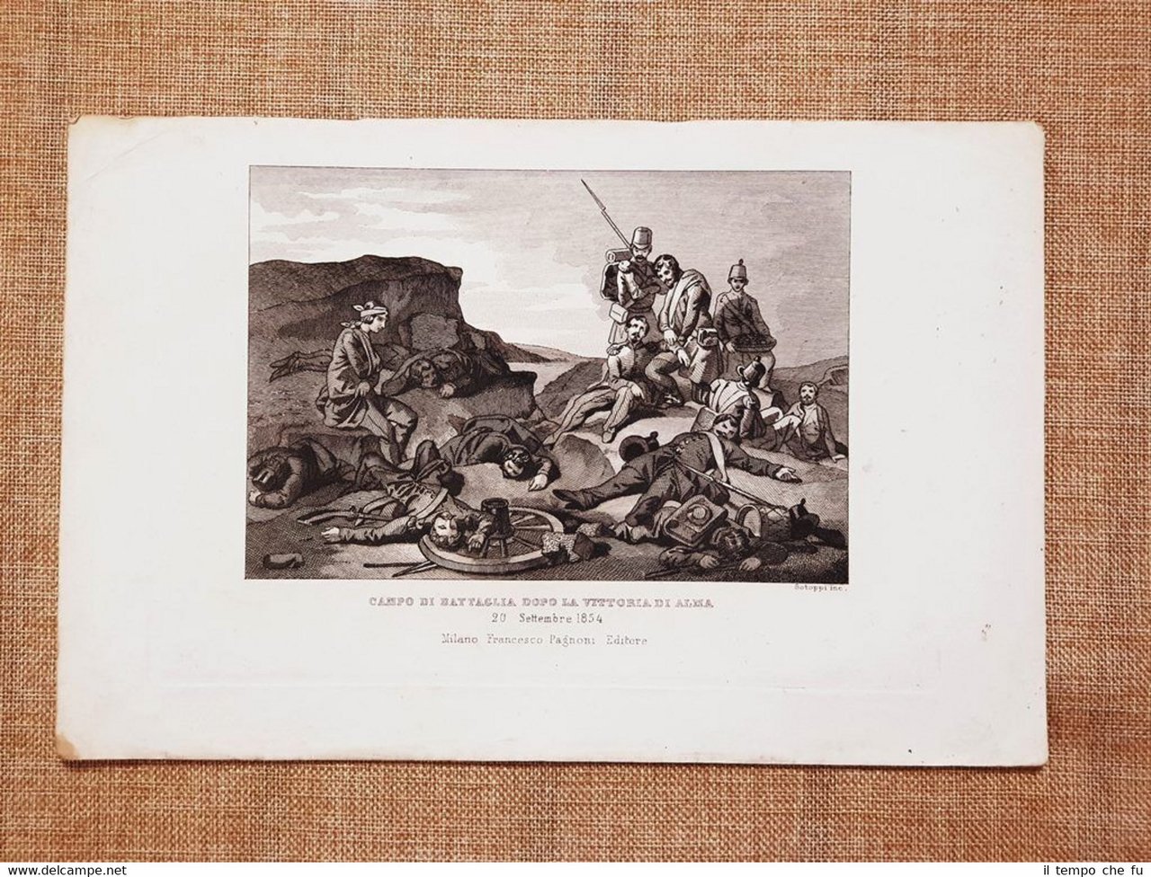 Battaglia dell'Alma 20 settembre 1854 Guerra di Crimea Acquaforte rame …