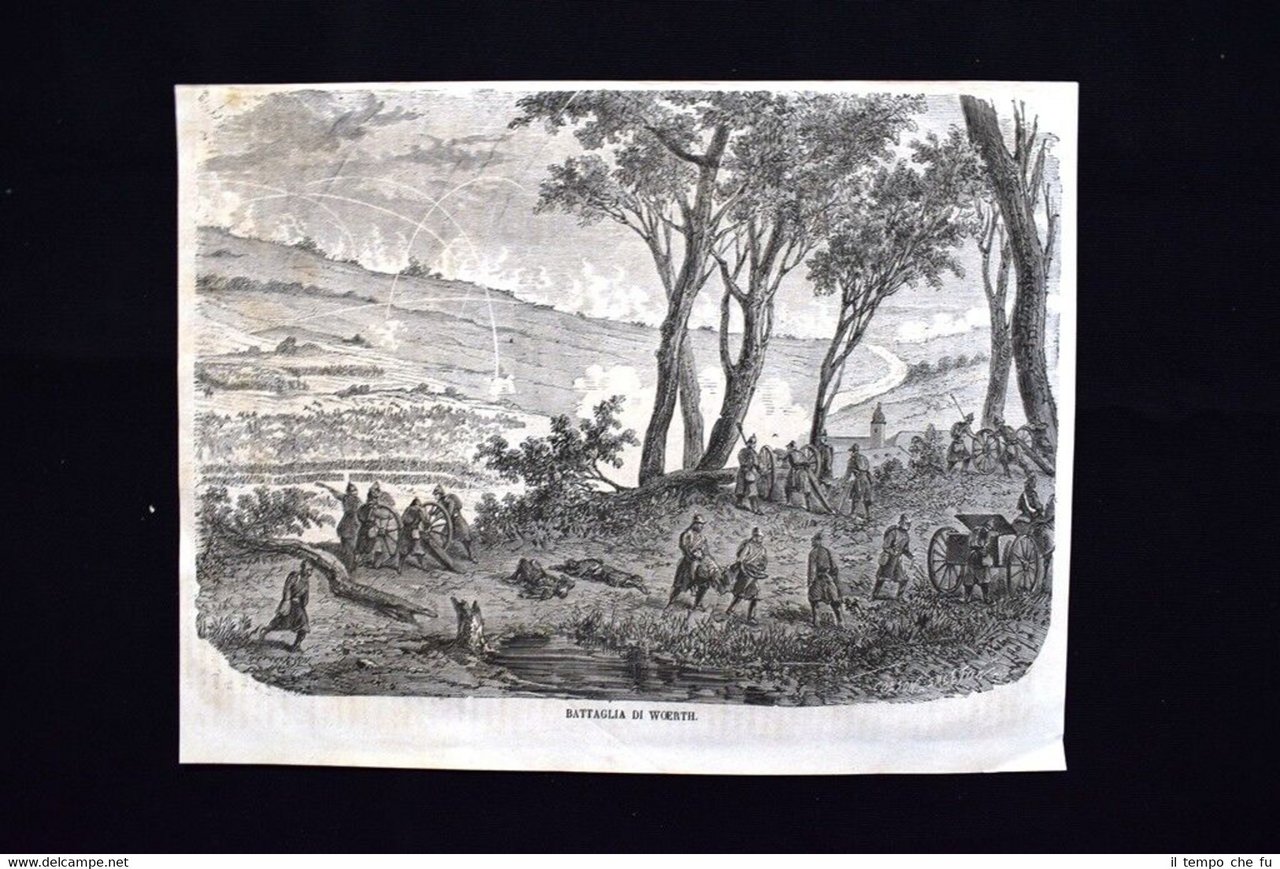 Battaglia di Worth in Germania Incisione del 1870