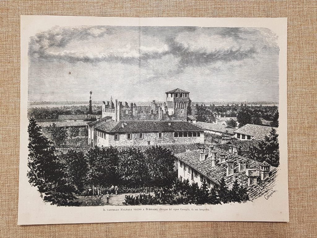 Bergamo nel 1880 Il Castello di Malpaga Disegno del sig. …