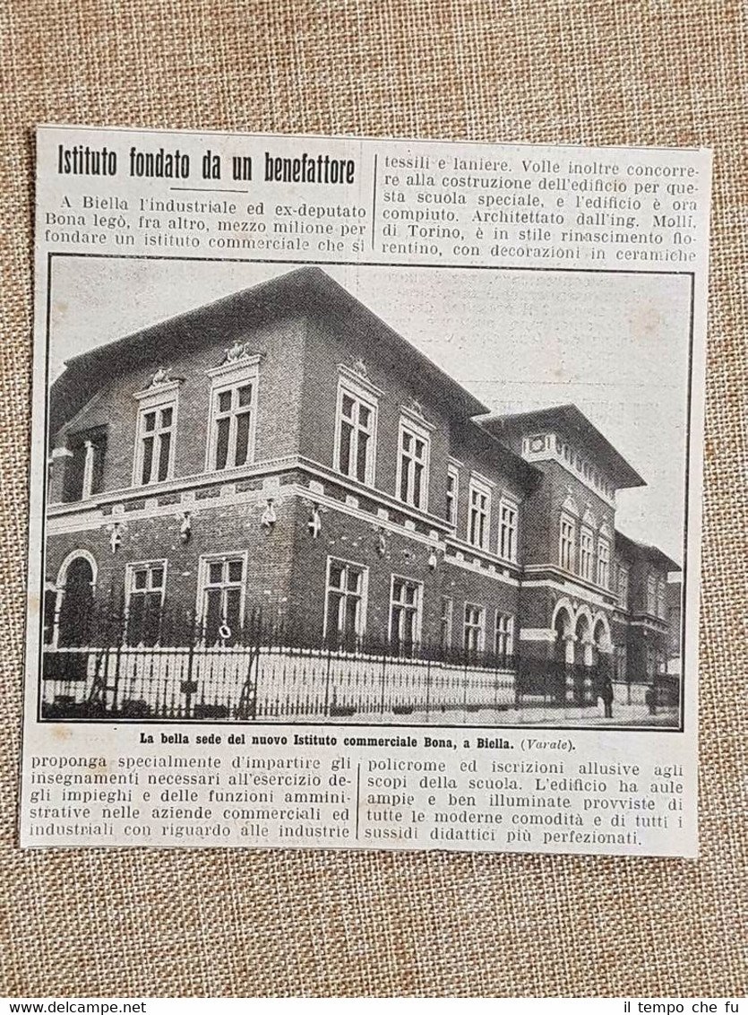 Biella nel 1914 La sede dell'Istituto commerciale Bona Arch. Molli …