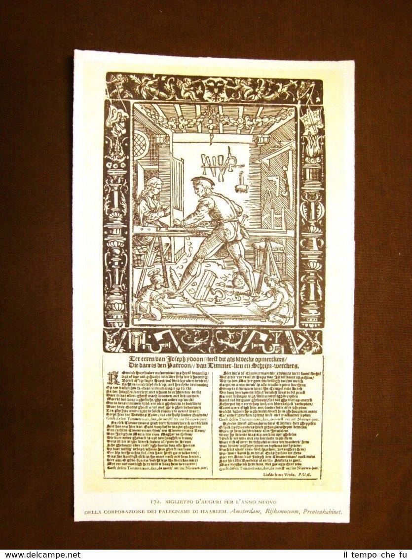 Biglietto auguri falegnami di Haarlem Amsterdam Stampa popolare olandese Olanda