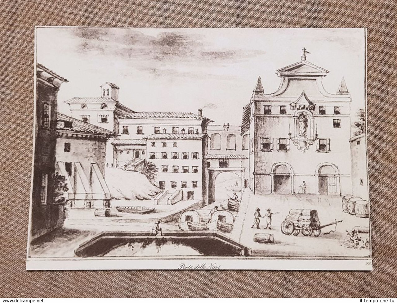 Bologna nel 1779 Porta delle Navi Emilia Romagna Litografia Ristampa