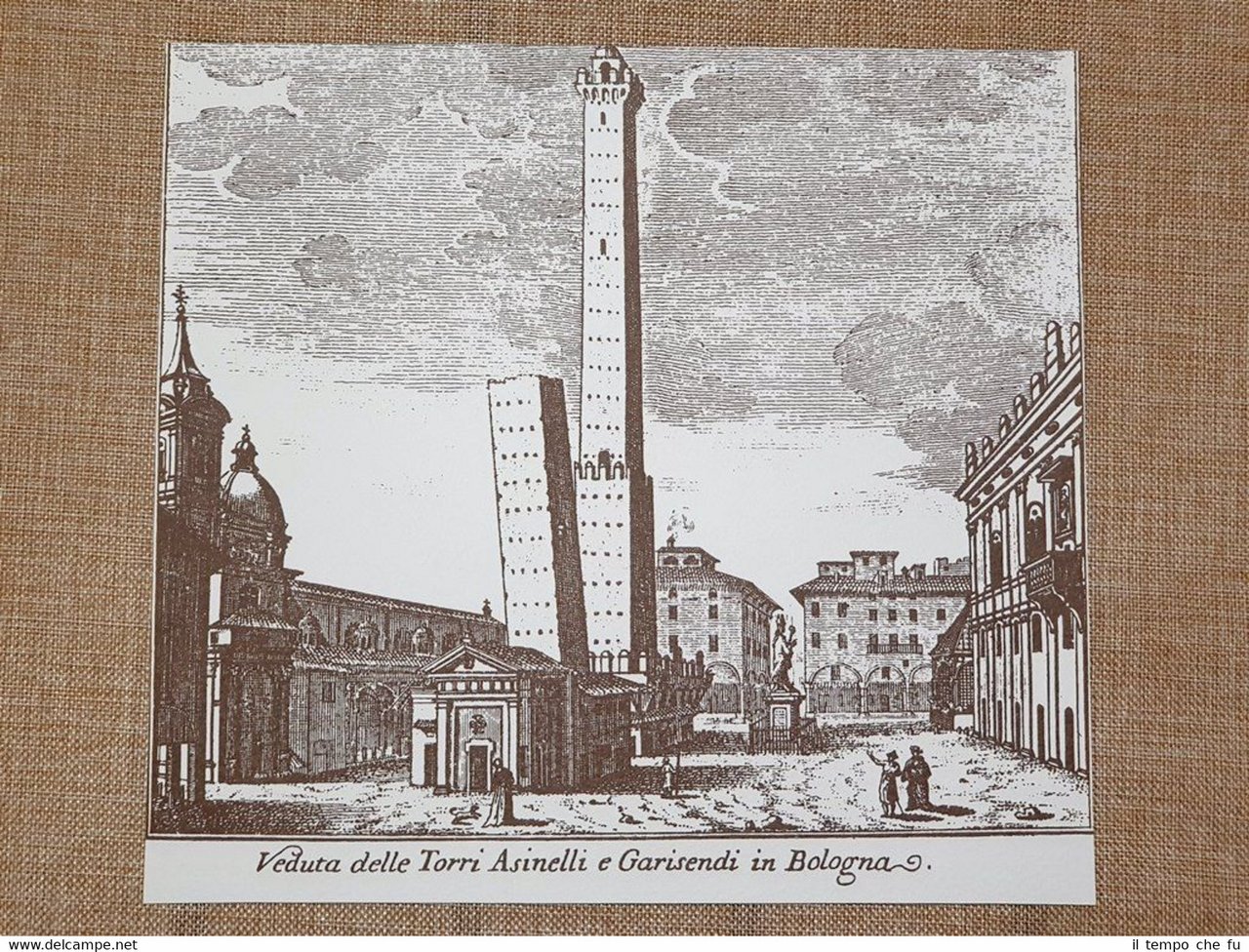 Bologna nel 700 Veduta delle Torri Asinelli e Garisendi Litografia …