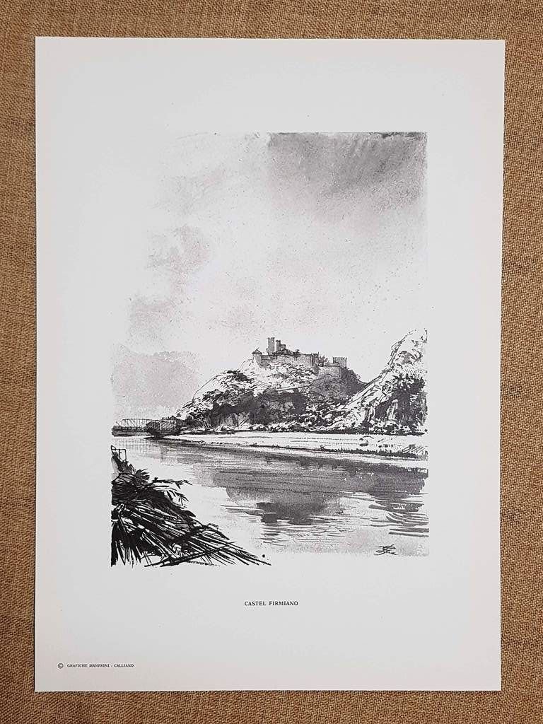 Bolzano Castel Firmiano Disegno di Luciano Guarnieri Tavola del 1957