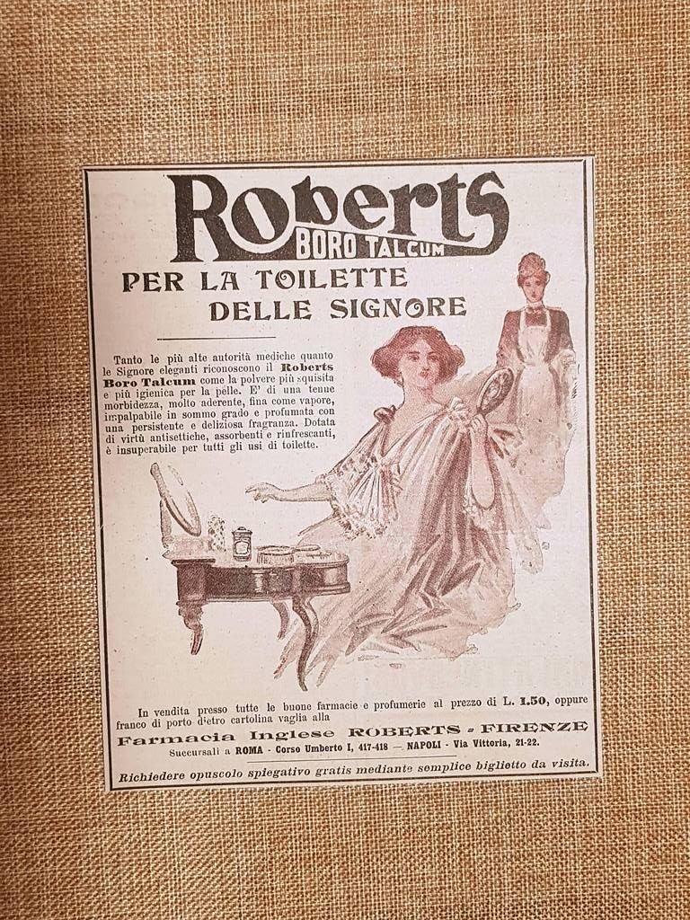 Boro talcum o Borotalco Roberts Farmacia inglese Firenze Pubblicità del …