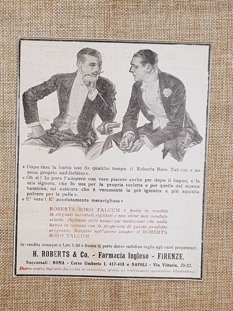 Boro talcum o Borotalco Roberts Farmacia inglese Firenze Pubblicità del …