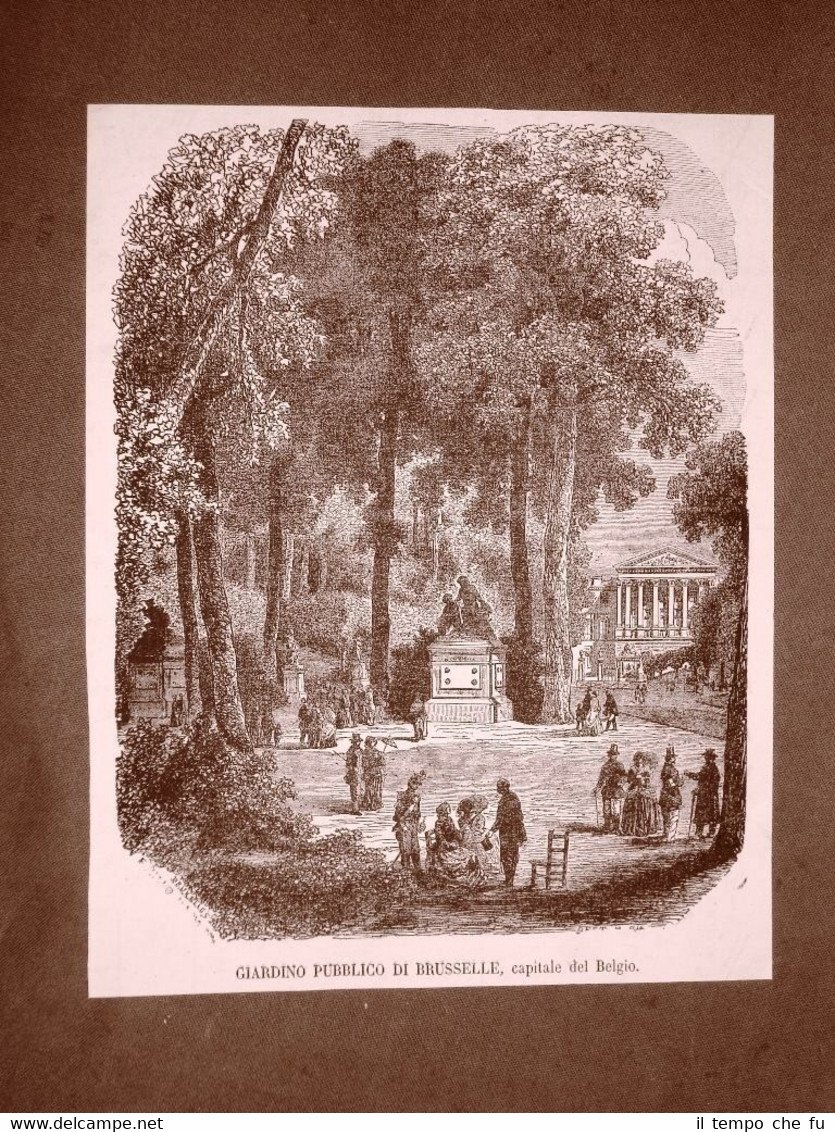 Bruxelles nel 1866 Il giardino pubblico Belgio