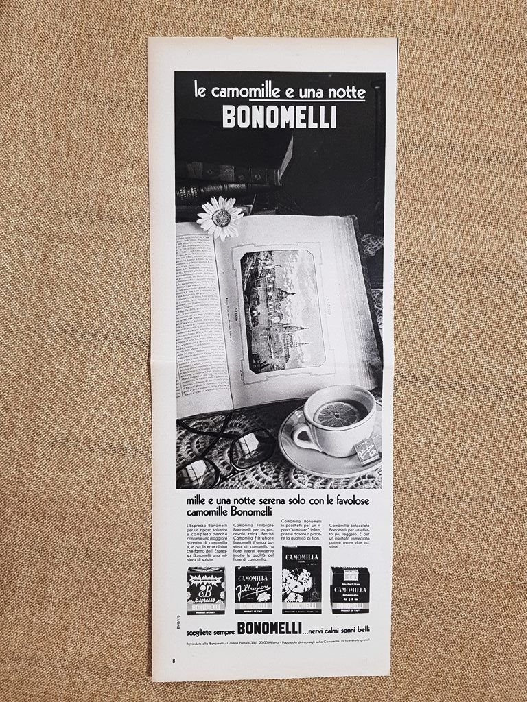 Camomilla Bonomelli Pubblicità vintage anni '70