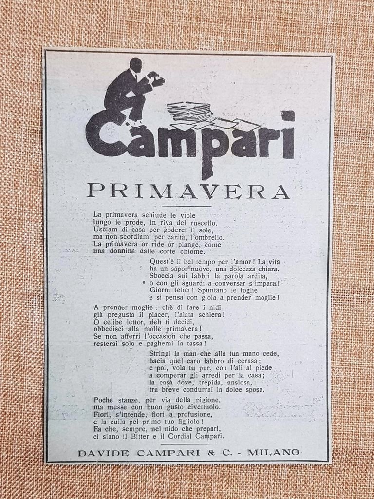 Campari Primavera Milano Pubblicità primi anni 900