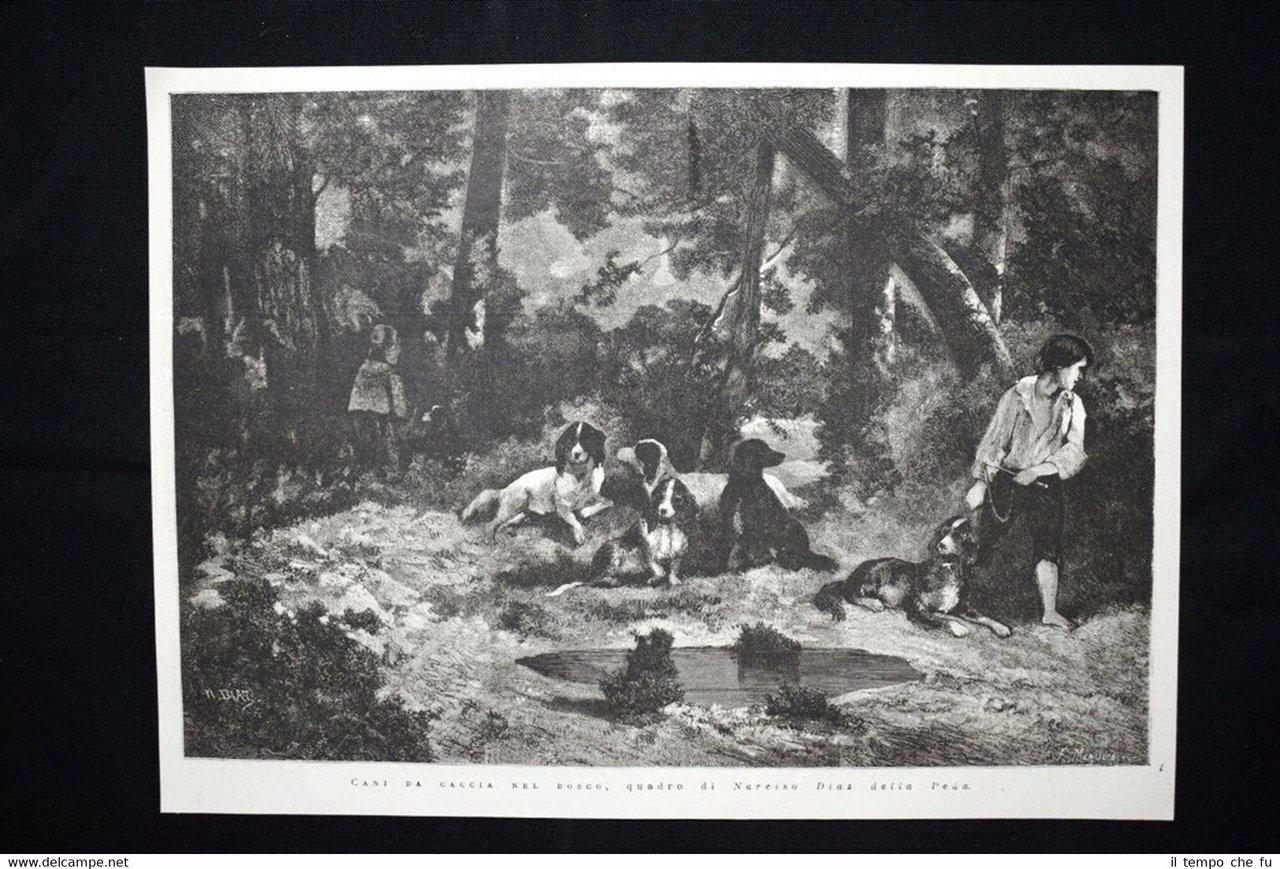 Cani da caccia nel bosco, quadro di Narciso Diaz della …