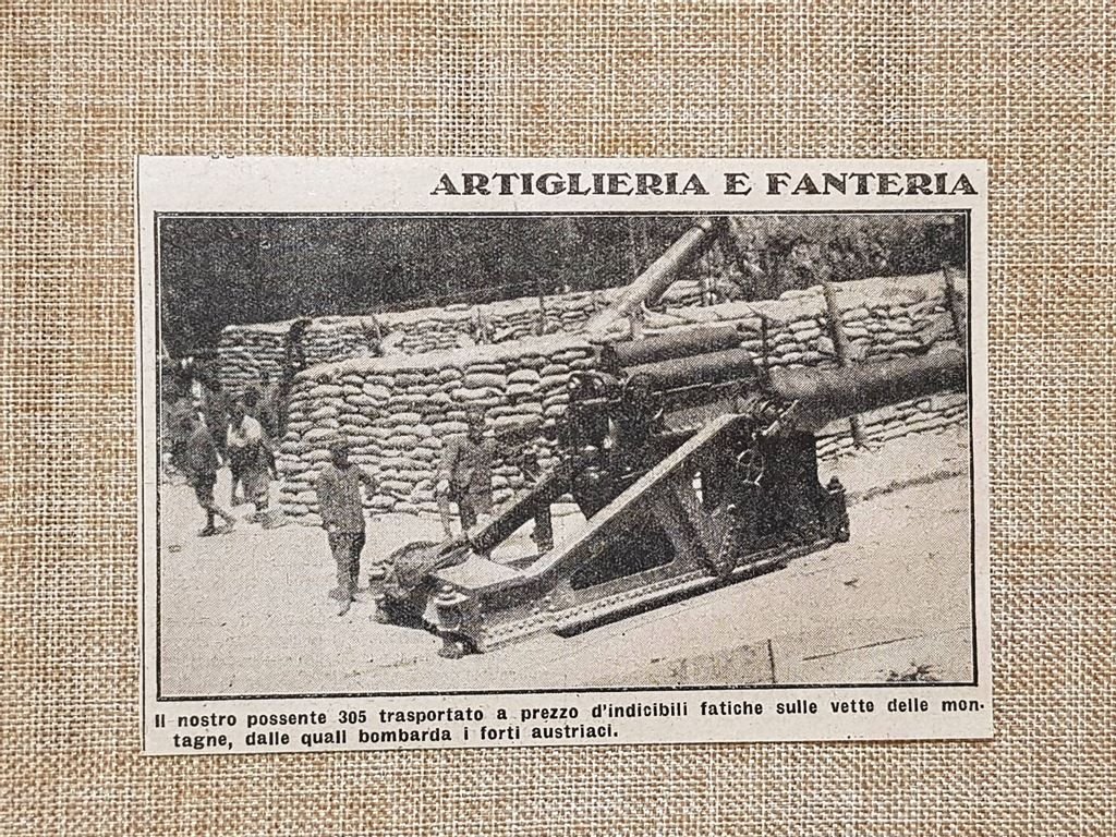 Cannone italiano da 305 nel 1915 Bombardamento Austria WW1 Prima …