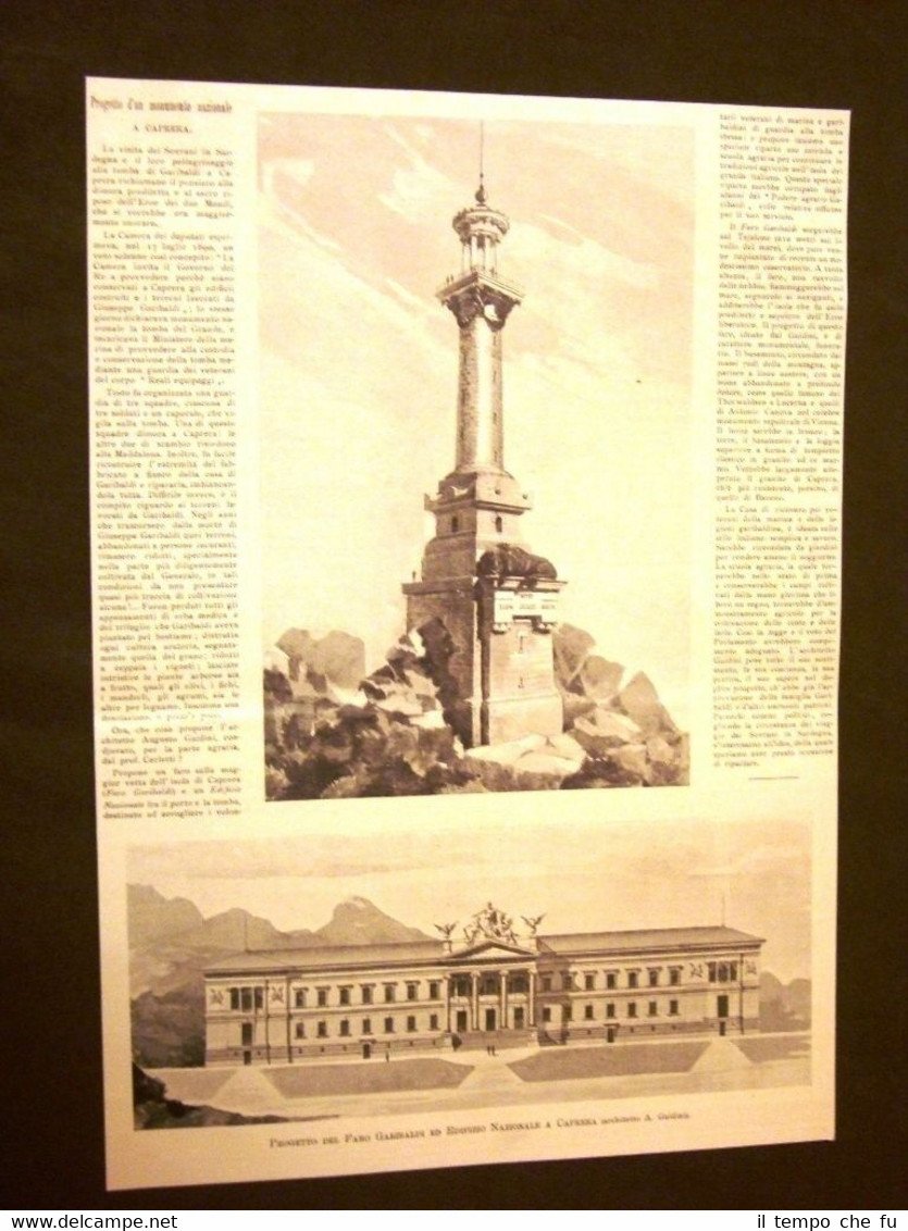 Caprera nel 1899 Faro Garibaldi e Edificio Nazionale + Roma …