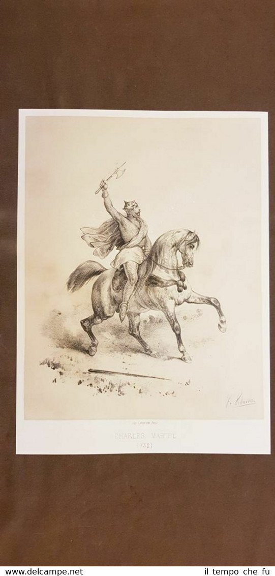 Carlo Martello 690 – 741 Incisione del 1859 di V.Adam …
