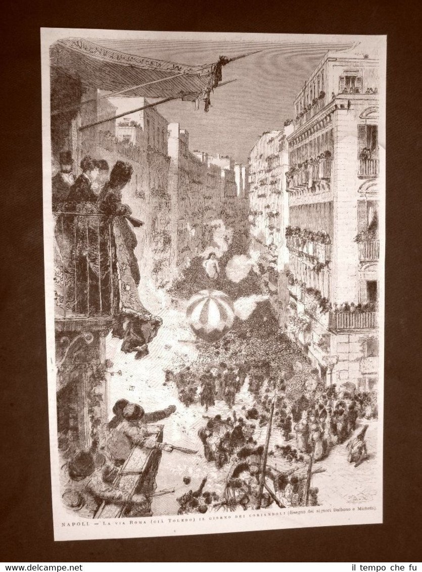 Carnevale di Napoli nel 1876 Via Roma, già Toledo, il …