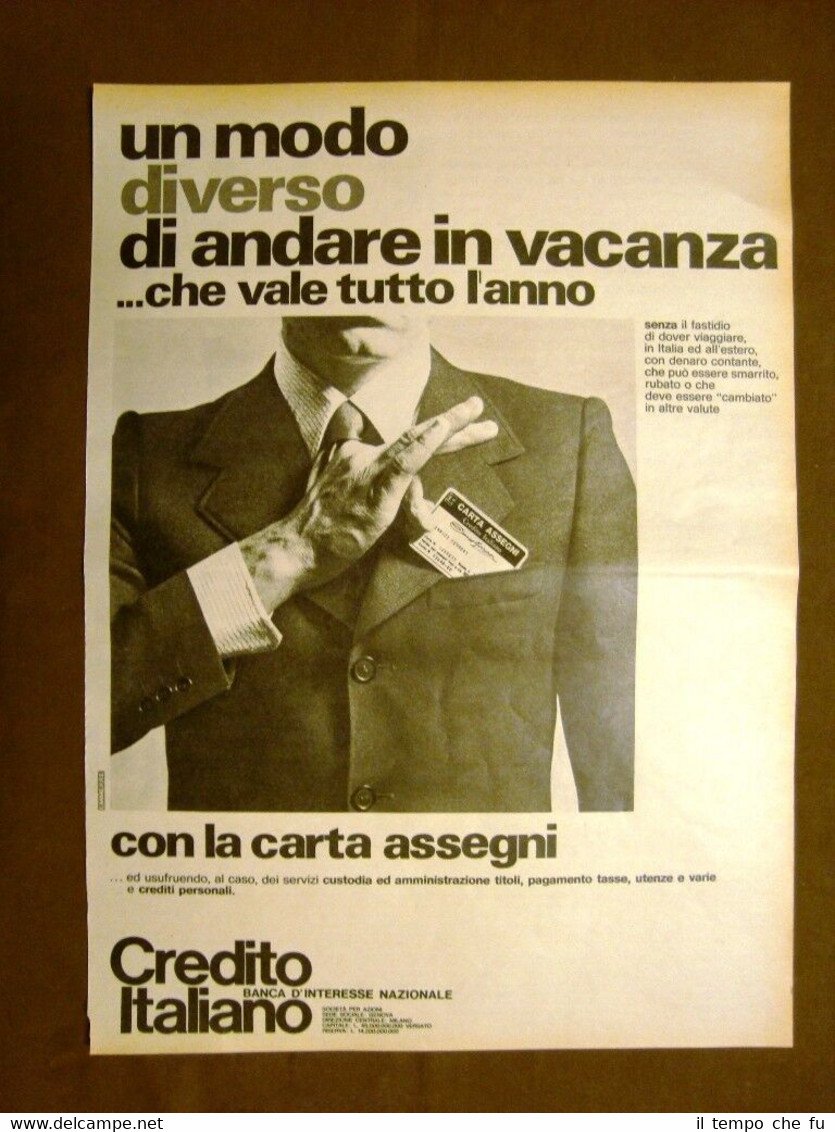 Carta assegni Banca Credito Italiano Pubblicità vintage anni '70