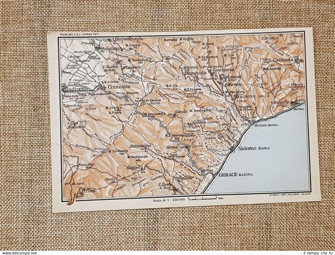 Carta cartina del 1928 Siderno Gerace Marina Cittanova Radicena Calabria …