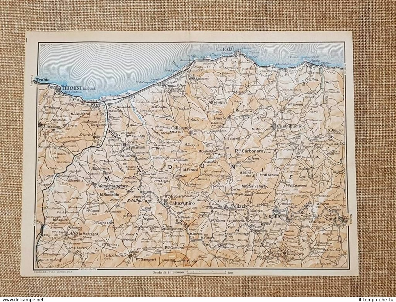 Carta cartina del 1953 Cefalù Termini Imerese Caltavuturo Polizzi Sicilia …