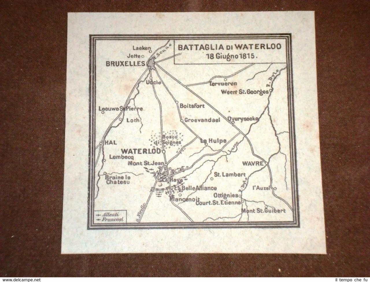 Carta cartina estratta da Atlante del 1890 Battaglia di Waterloo …