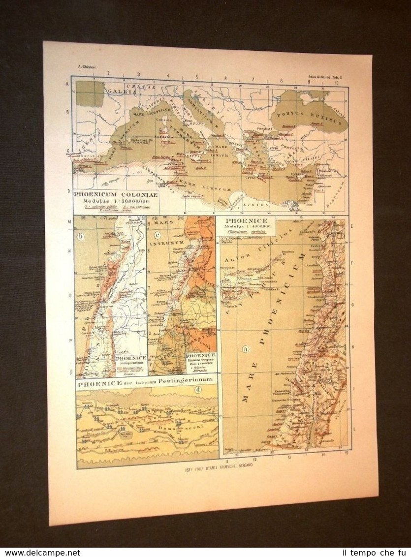 Carta cartina estratta da Atlante del 1890 Fenicia e Colonie …