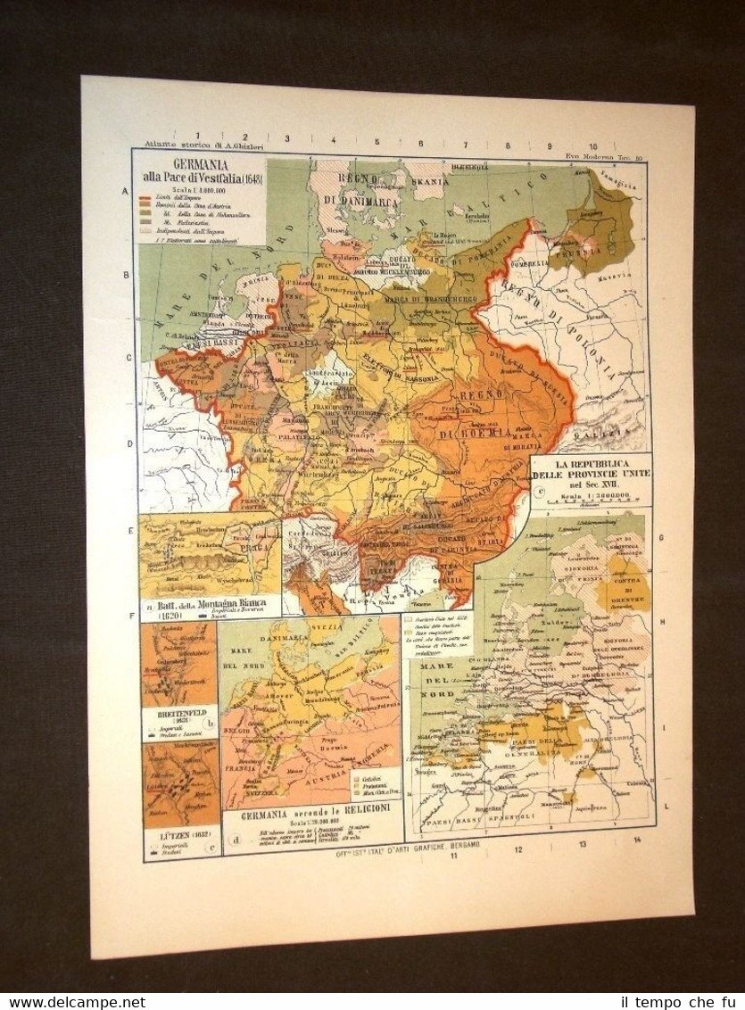 Carta cartina estratta da Atlante del 1890 Germania e Pace …