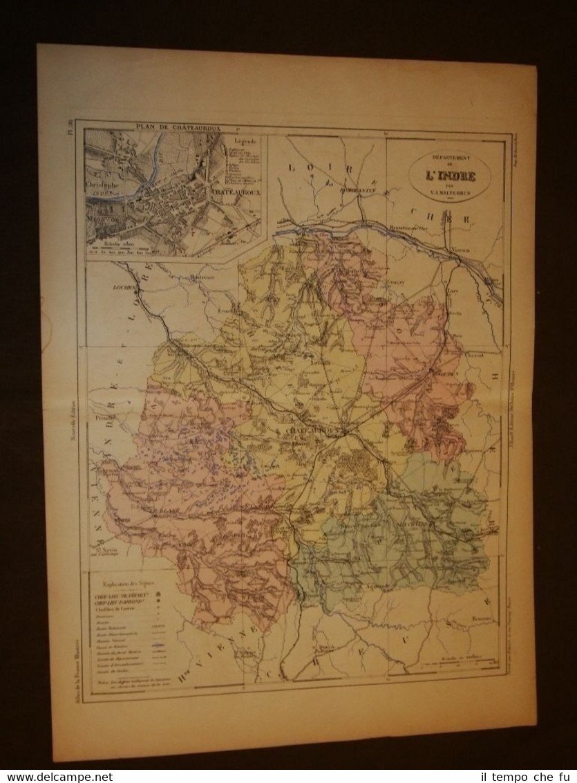 Carta, cartina o mappa del 1840 Indre - Chateauroux - …