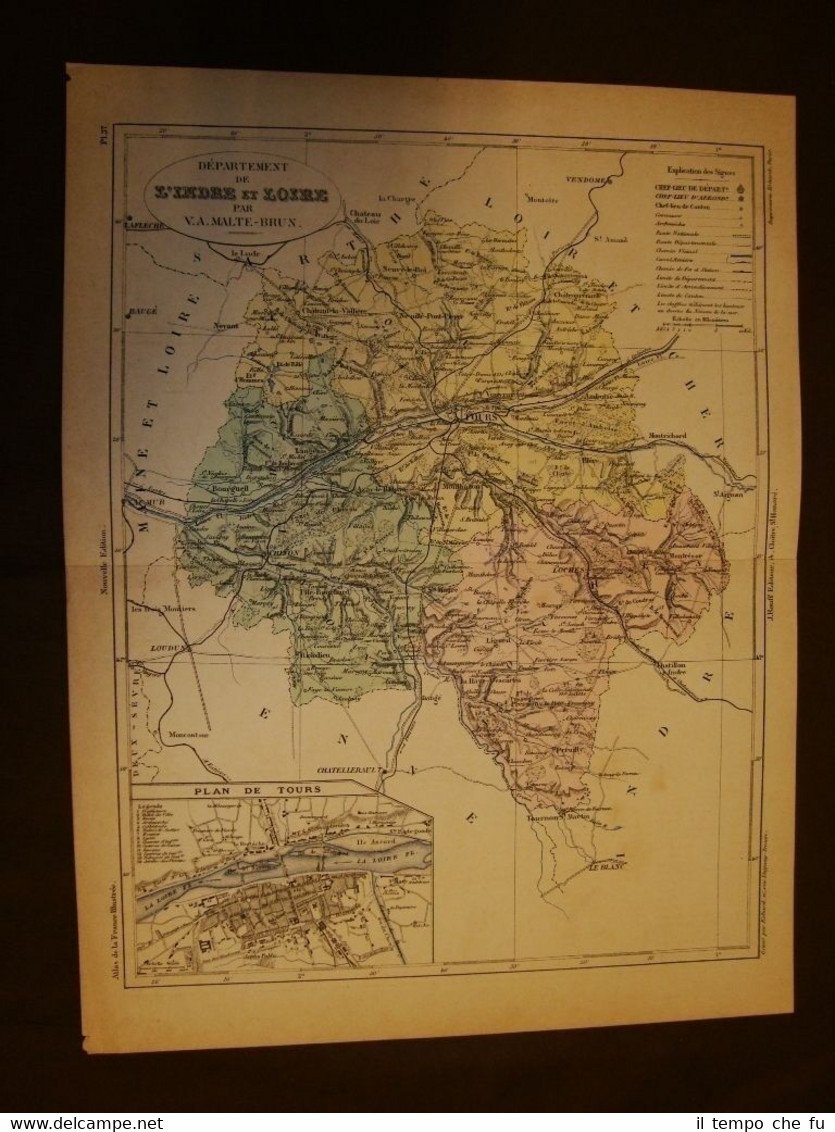 Carta, cartina o mappa del 1840 Indre et Loire - …