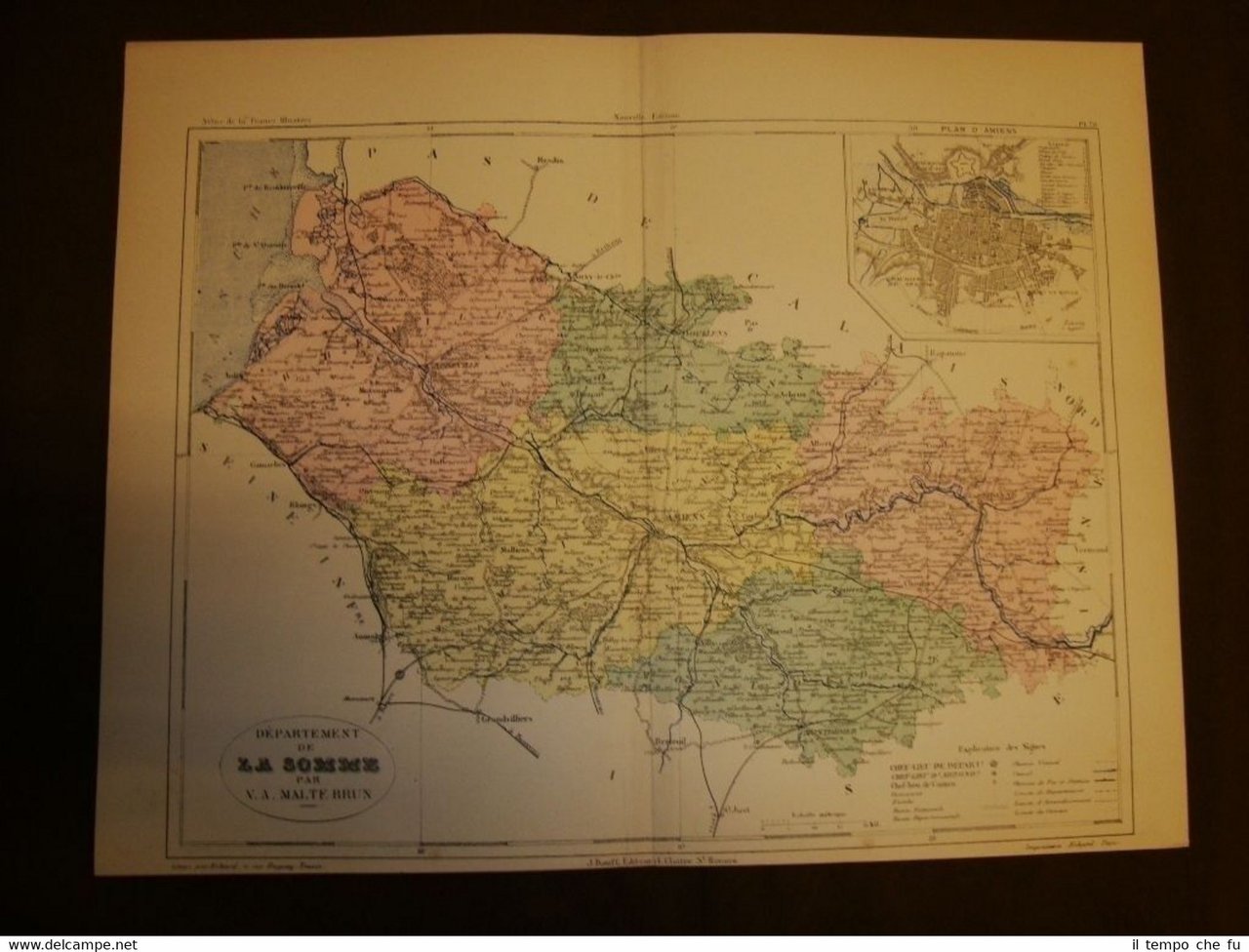 Carta, cartina o mappa del 1840 La Somme - Amiens …