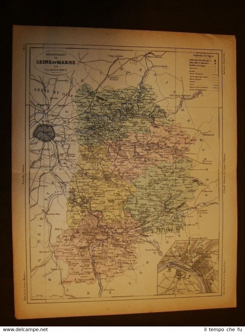 Carta, cartina o mappa del 1840 Seine et Marne - …