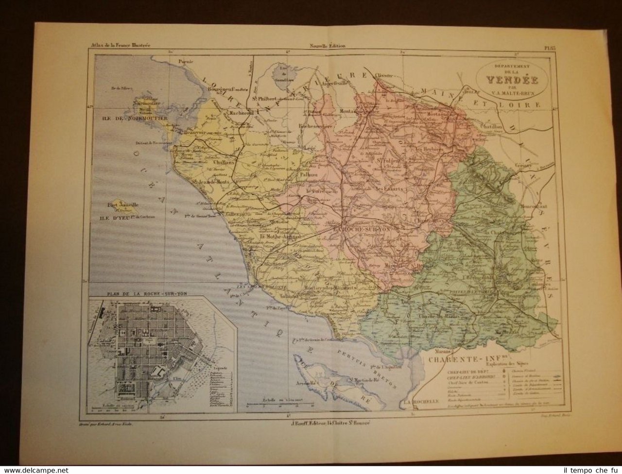 Carta, cartina o mappa del 1840 Vendée - La Roche …