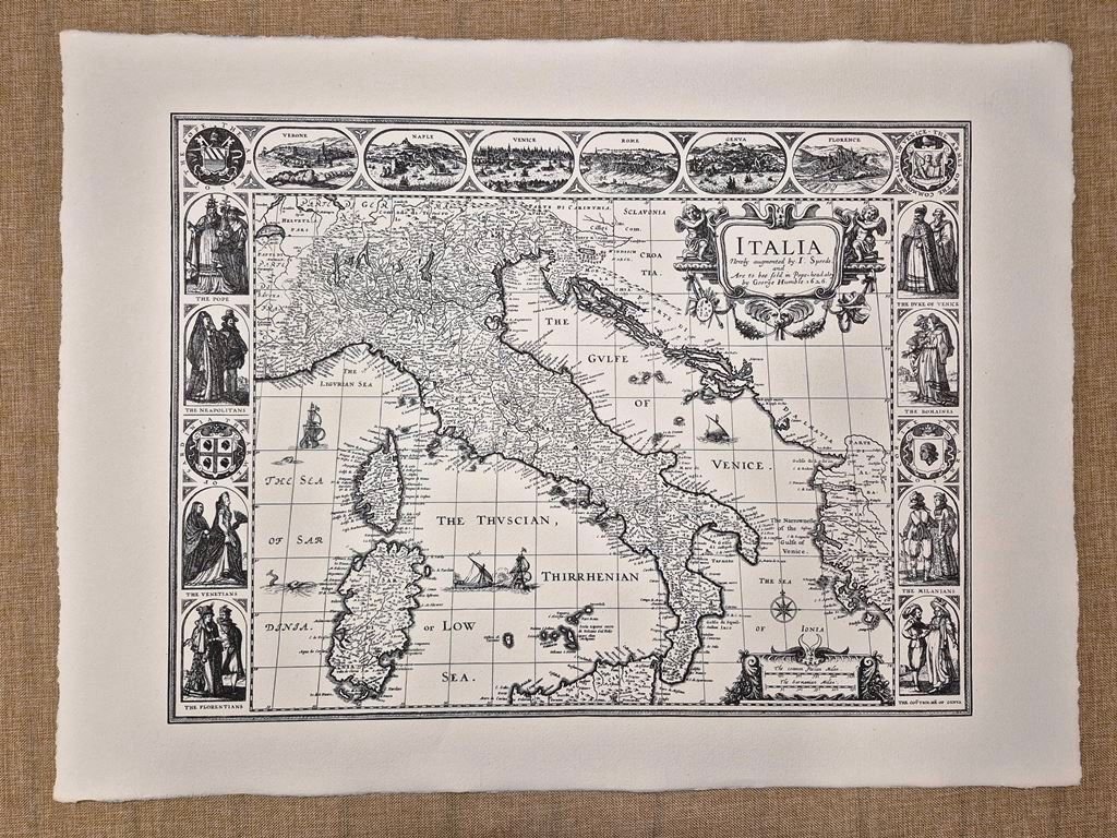 Carta dell’Italia di John Speed con vedute e costumi Anno …