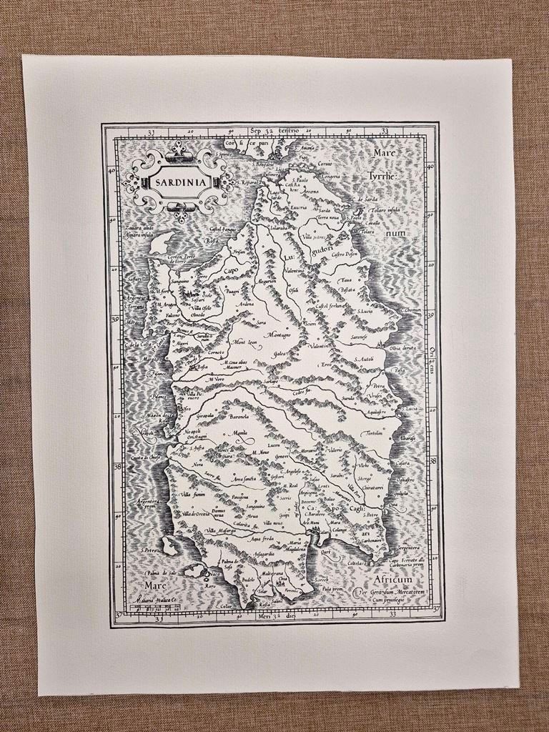 Carta della Sardegna o Sardinia di Gerardo Mercatore Anno 1584 …