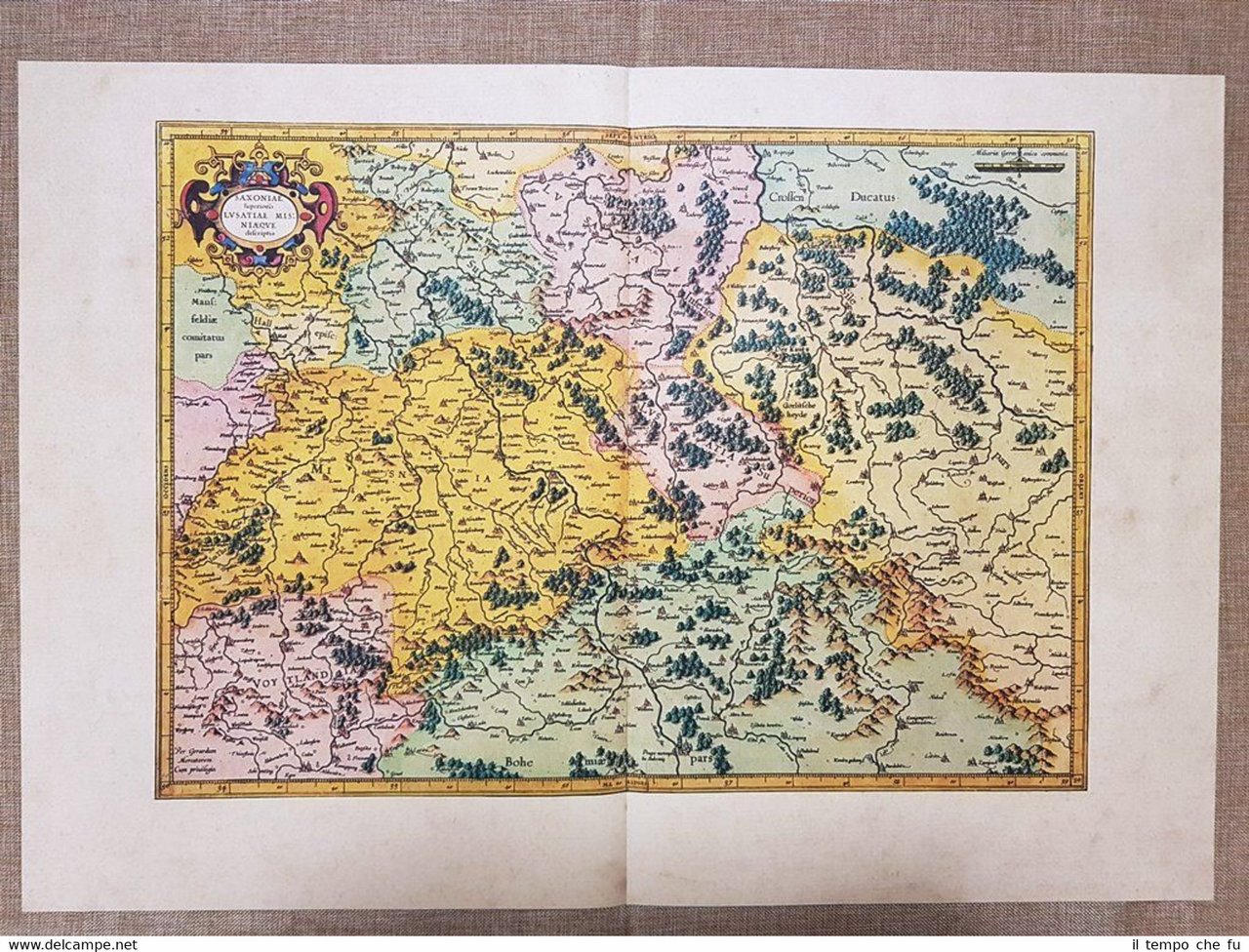 Carta geografica Alta Sassonia Wettin Germania 1595 Mercatore Mercator Ristampa