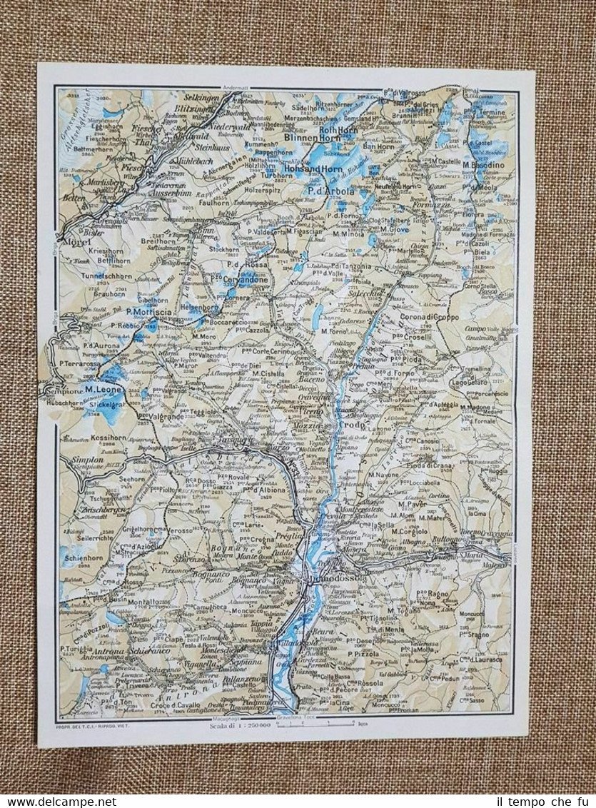 Carta geografica cartina del 1961 M.Leone Hosand Horn Corona di …