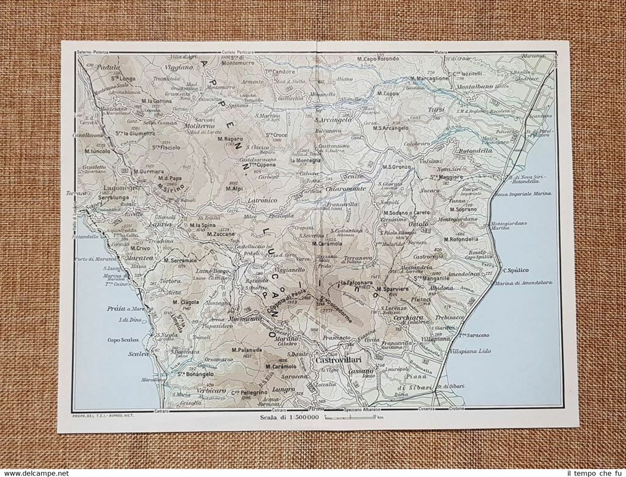 Carta geografica cartina del 1965 Castrovillari Scalea M.Sparviere Calabria TCI